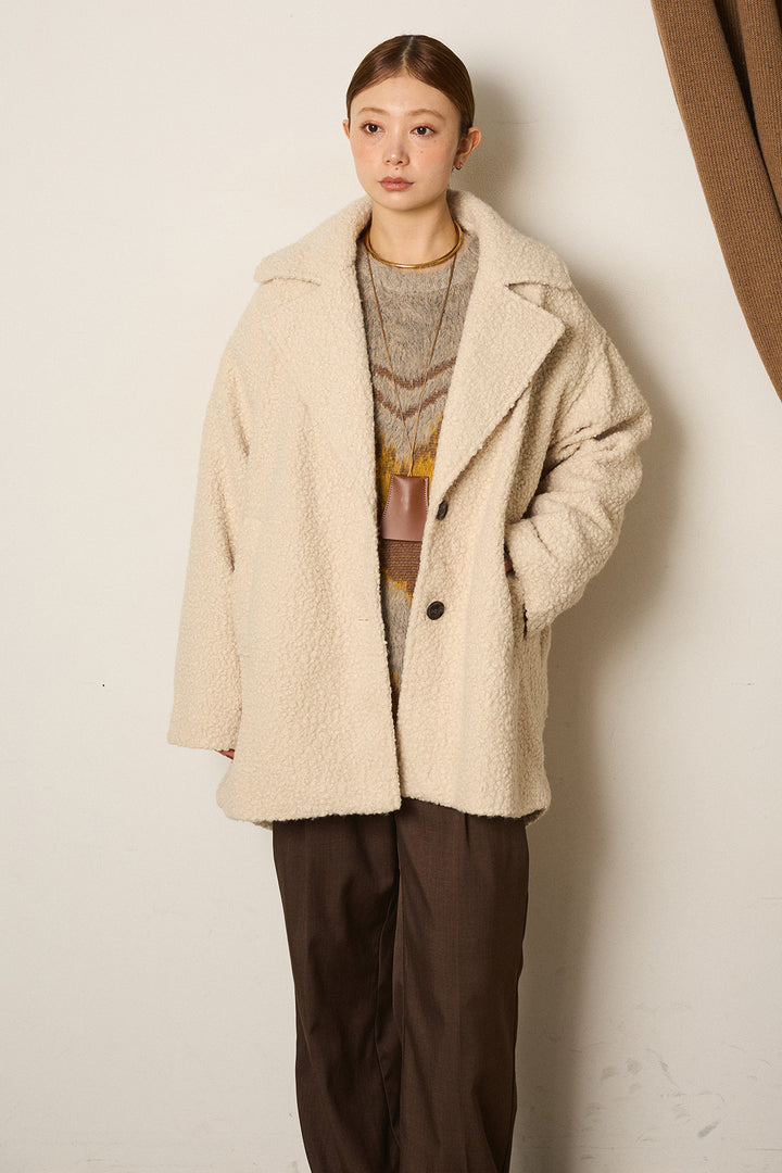 ループツイードタックジャケット/アイボリー