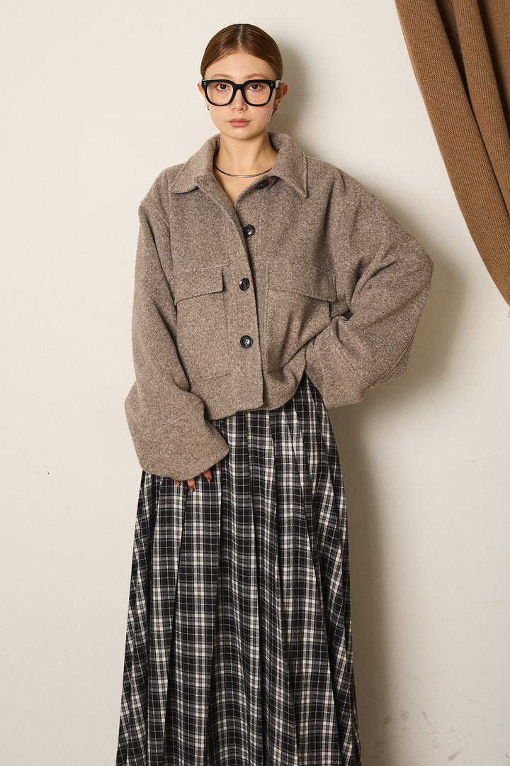 スライバーニットショートステンカラーコート/モカ