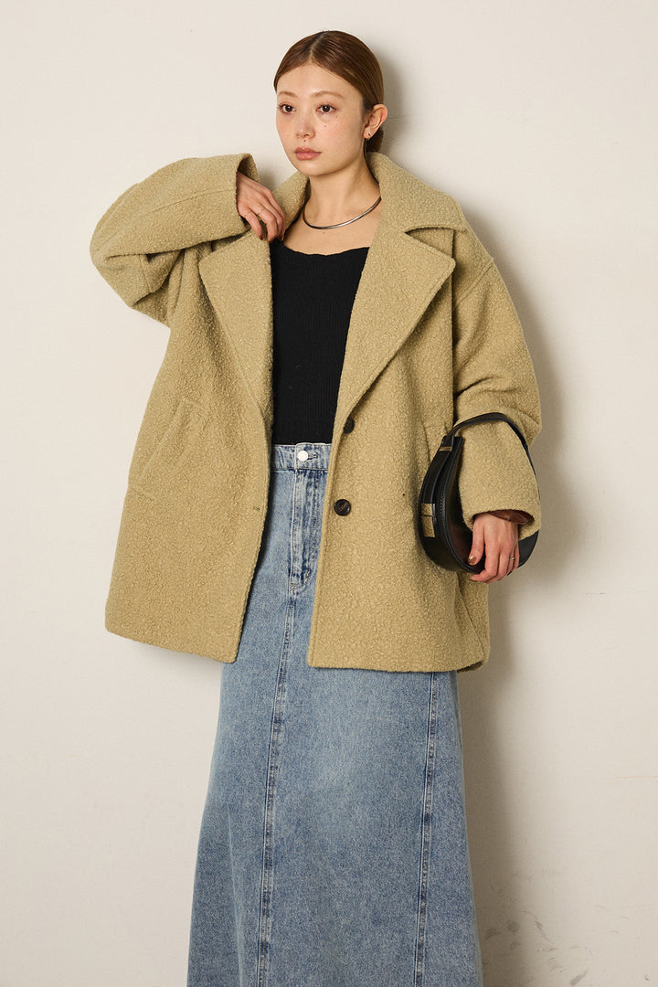 【即納】ループツイードタックジャケット/オリーブ