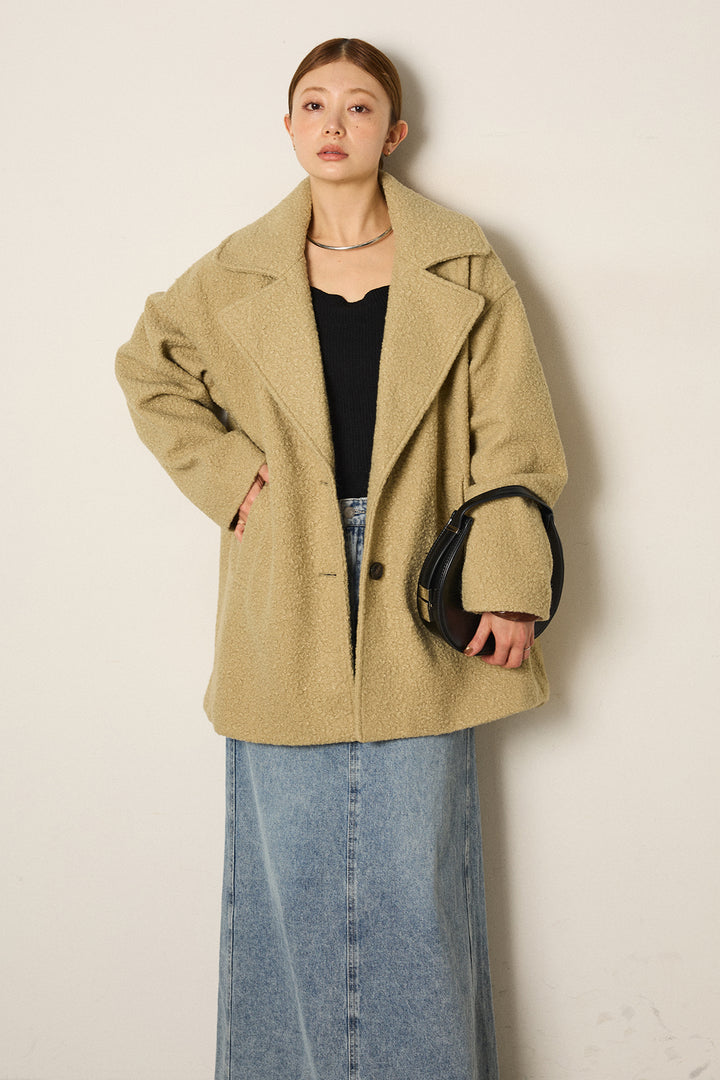 【即納】ループツイードタックジャケット/オリーブ