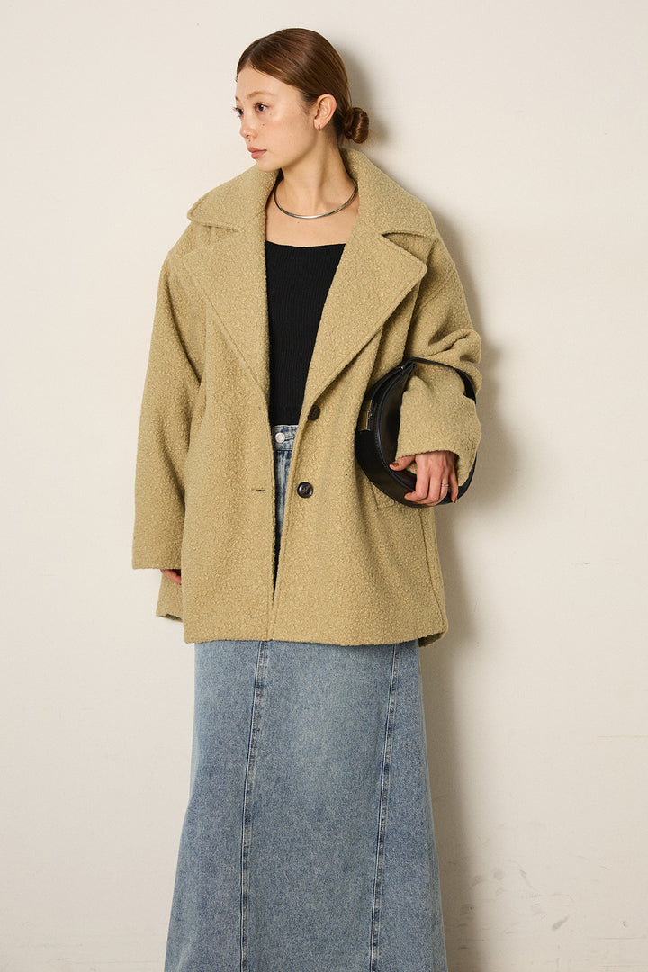 【即納】ループツイードタックジャケット/オリーブ