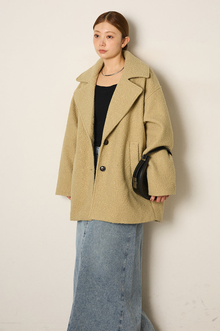 【即納】ループツイードタックジャケット/オリーブ