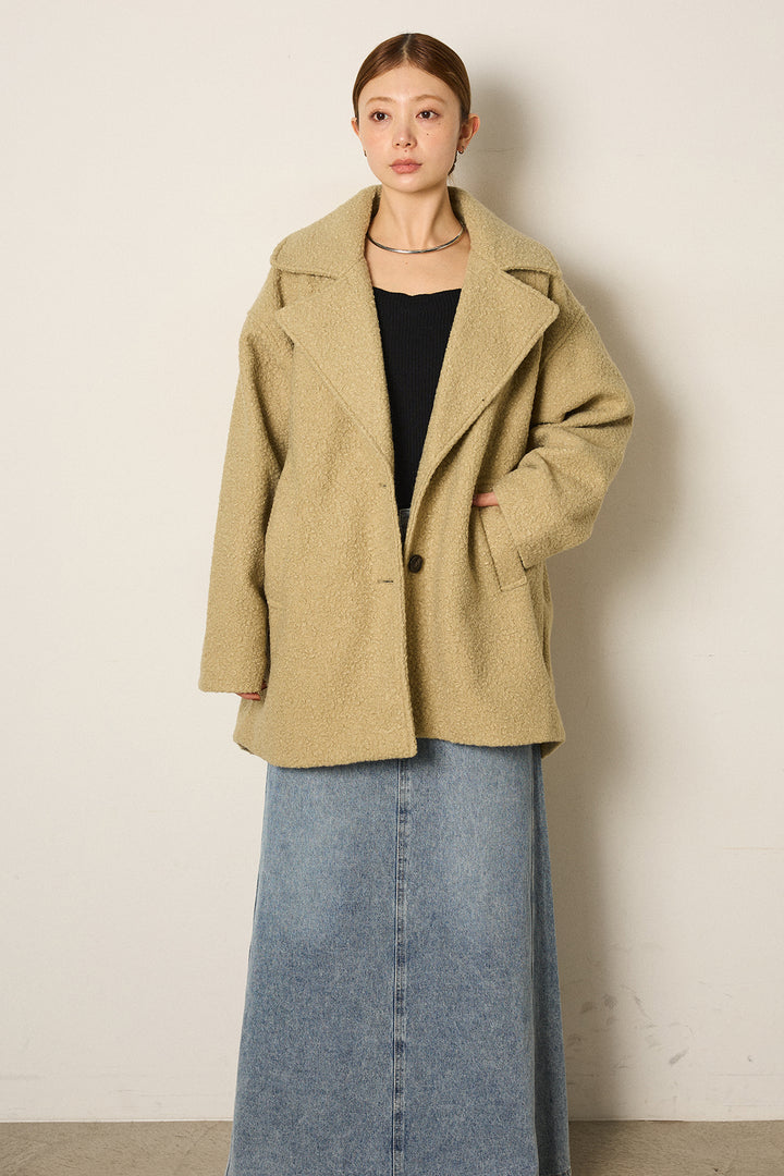 【即納】ループツイードタックジャケット/オリーブ