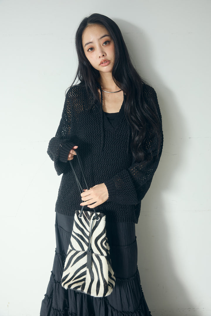 [SET]ミックスメッシュキーネックプルオーバー+ギャザーティアードマキシスカート(2set)