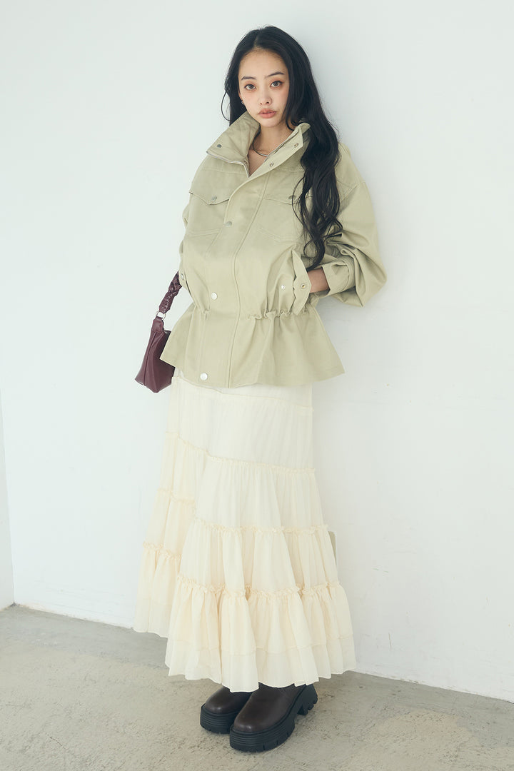 スタンドネックサイド絞りアウター