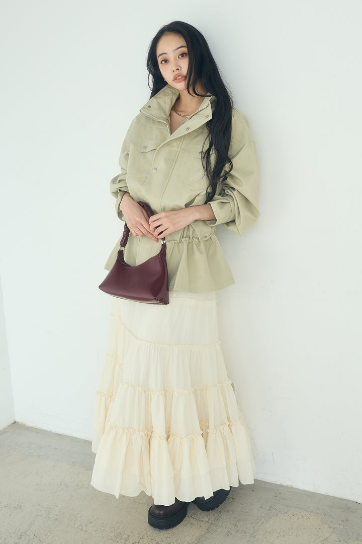 スタンドネックサイド絞りアウター