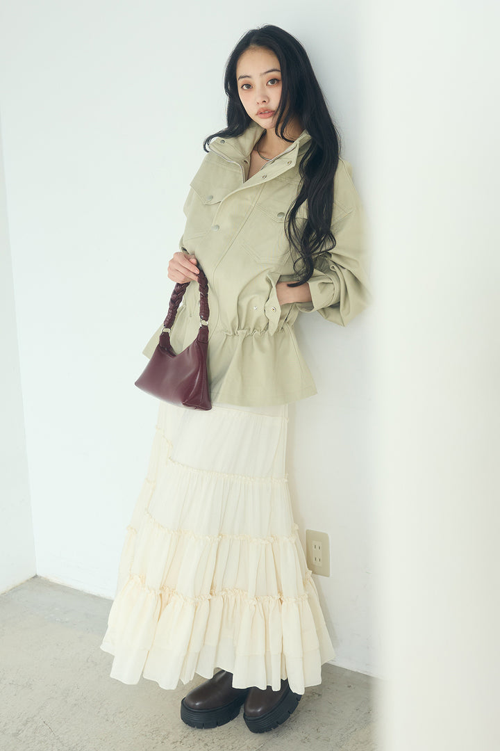 スタンドネックサイド絞りアウター