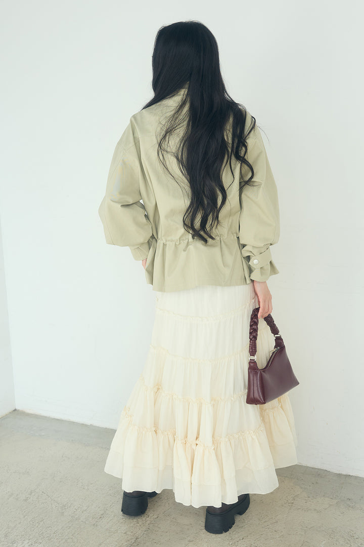 スタンドネックサイド絞りアウター