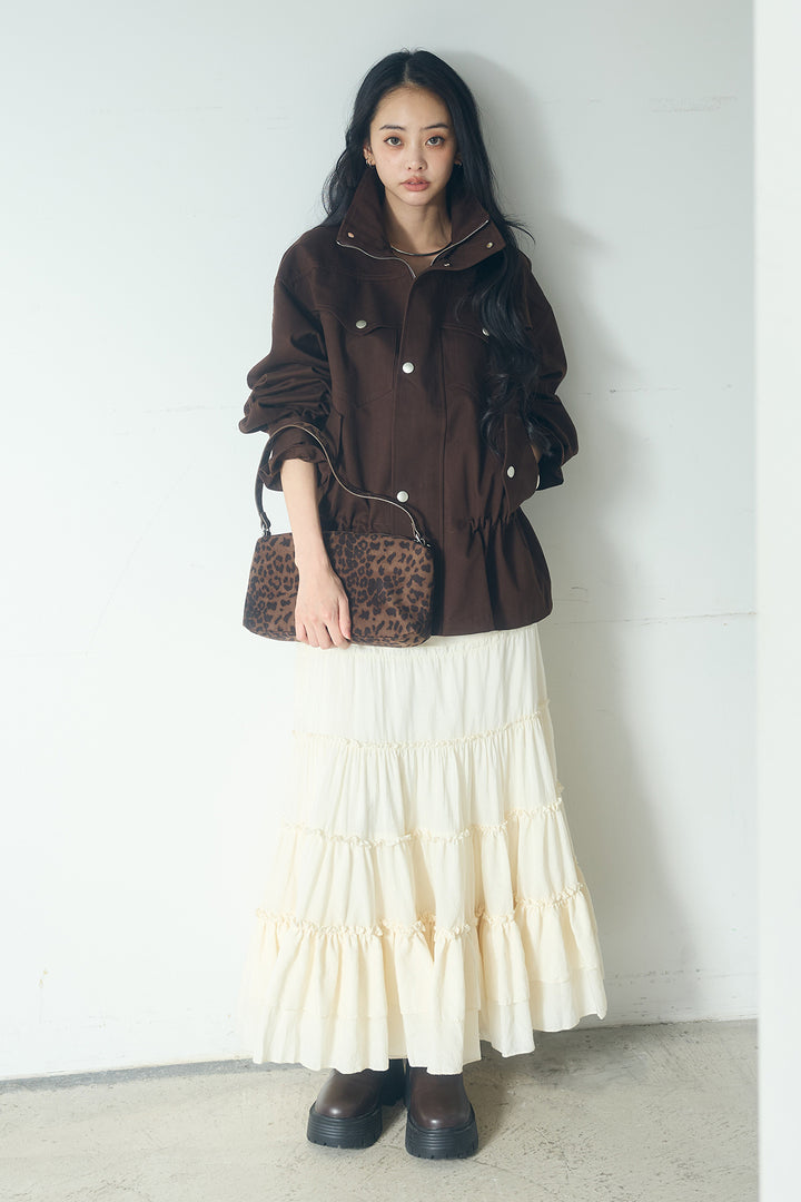 スタンドネックサイド絞りアウター