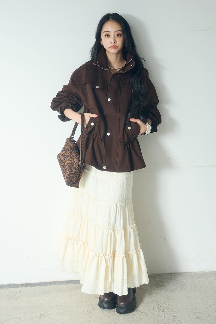 スタンドネックサイド絞りアウター