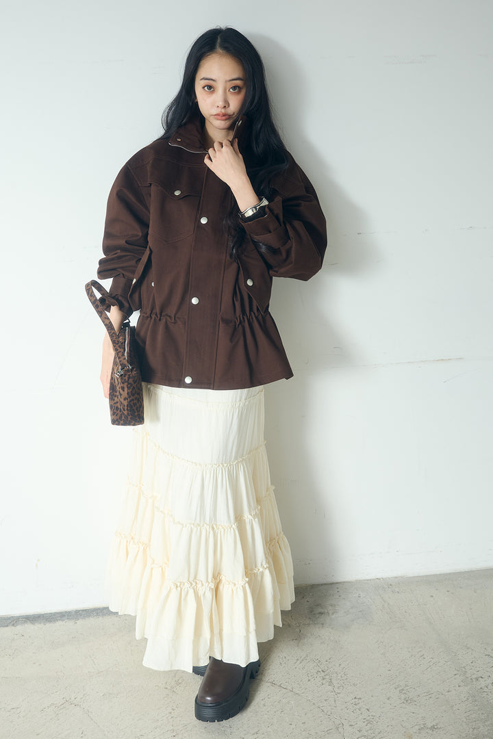 スタンドネックサイド絞りアウター