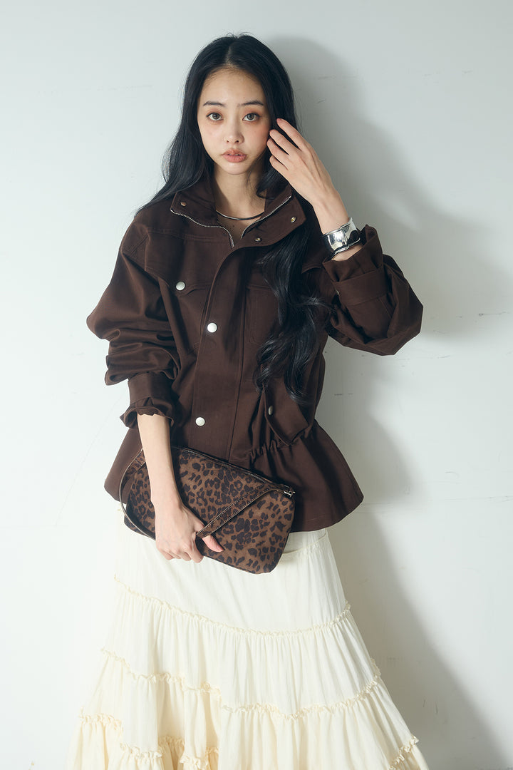 スタンドネックサイド絞りアウター