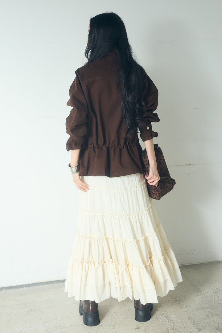 スタンドネックサイド絞りアウター