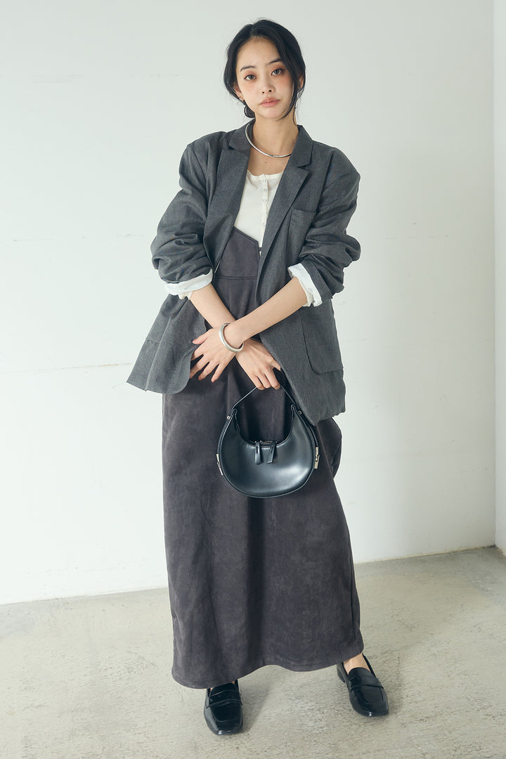 [SET]リネンライクテーラードジャケット+スエードポンチキャミワンピース(2set)