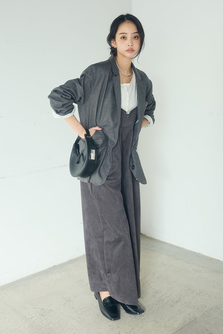 [SET]リネンライクテーラードジャケット+スエードポンチキャミワンピース(2set)