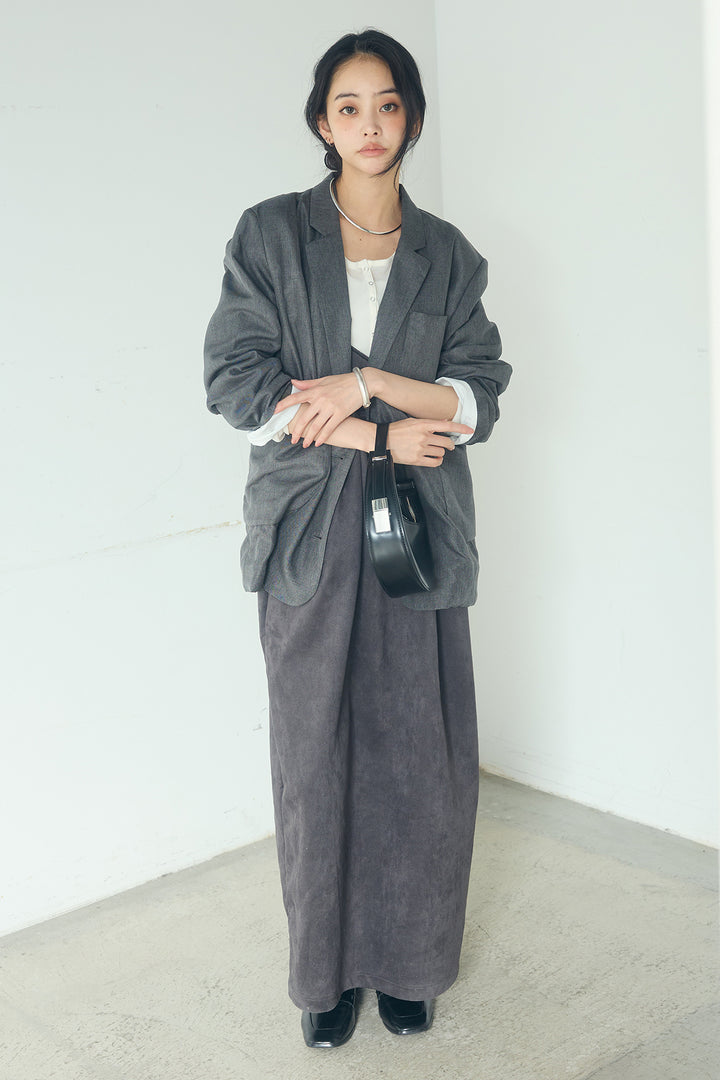 [SET]リネンライクテーラードジャケット+スエードポンチキャミワンピース(2set)