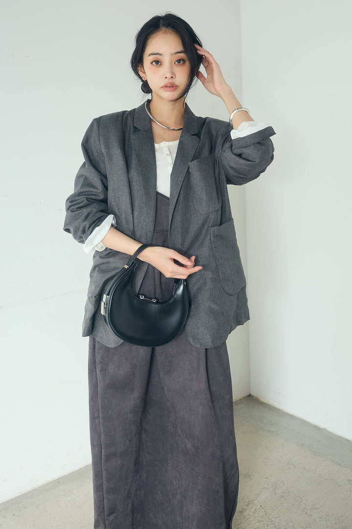 [SET]リネンライクテーラードジャケット+スエードポンチキャミワンピース(2set)