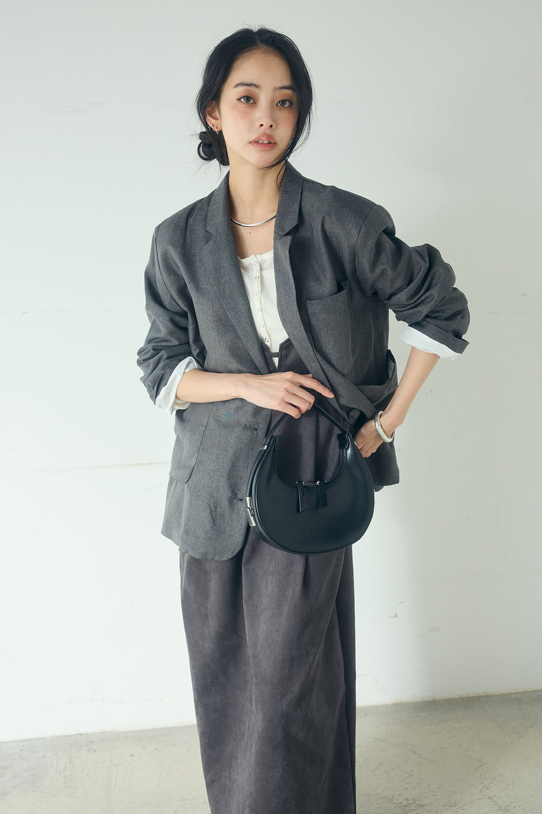 [SET]リネンライクテーラードジャケット+スエードポンチキャミワンピース(2set)