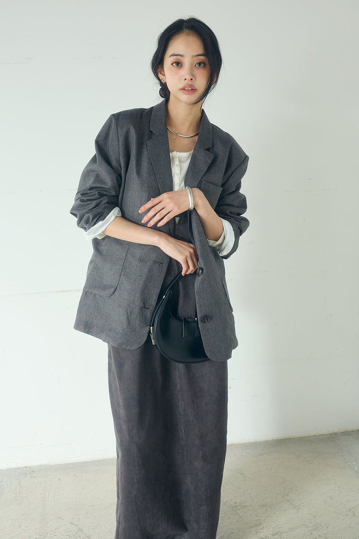 [SET]リネンライクテーラードジャケット+スエードポンチキャミワンピース(2set)