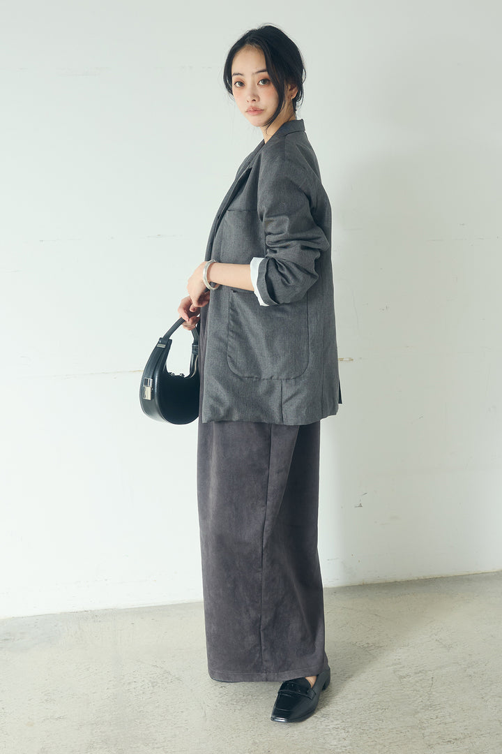 [SET]リネンライクテーラードジャケット+スエードポンチキャミワンピース(2set)
