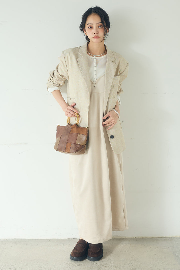[SET]リネンライクテーラードジャケット+スエードポンチキャミワンピース(2set)