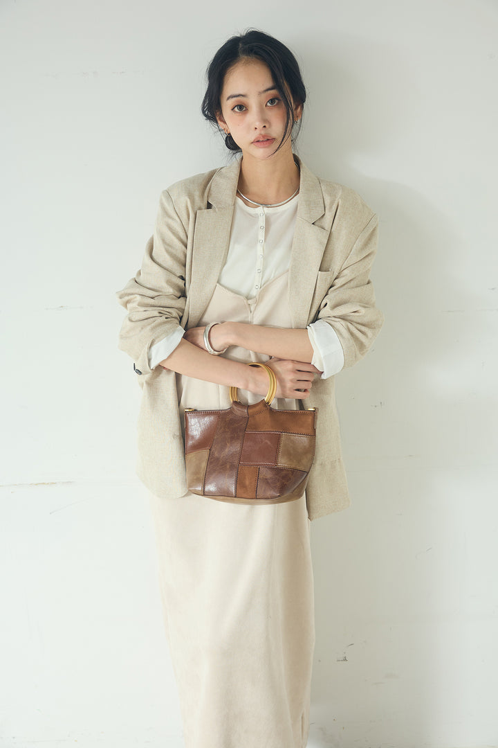 [SET]リネンライクテーラードジャケット+スエードポンチキャミワンピース(2set)