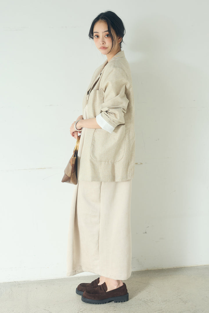 [SET]リネンライクテーラードジャケット+スエードポンチキャミワンピース(2set)