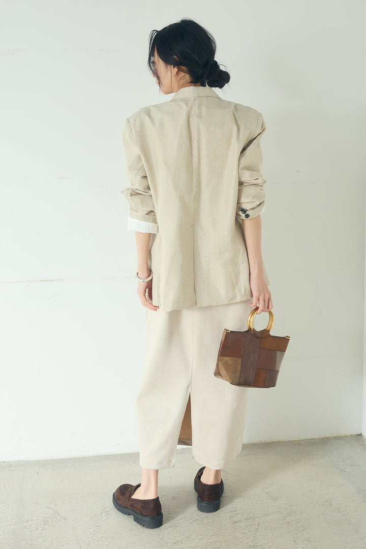 [SET]リネンライクテーラードジャケット+スエードポンチキャミワンピース(2set)