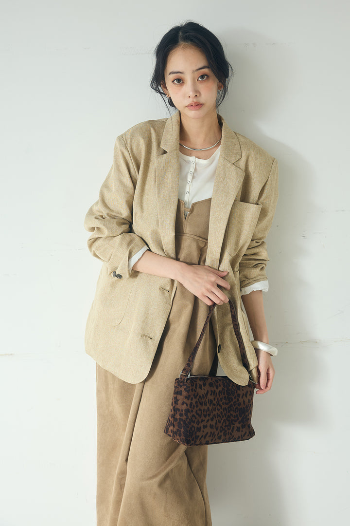 [SET]リネンライクテーラードジャケット+スエードポンチキャミワンピース(2set)
