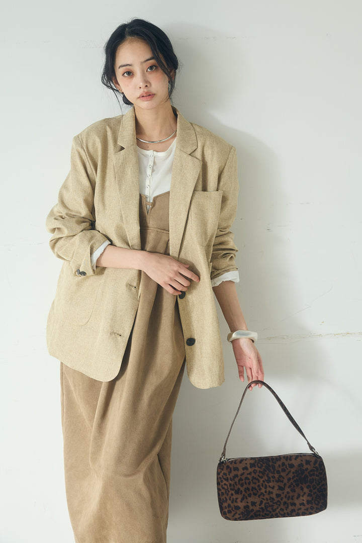 [SET]リネンライクテーラードジャケット+スエードポンチキャミワンピース(2set)