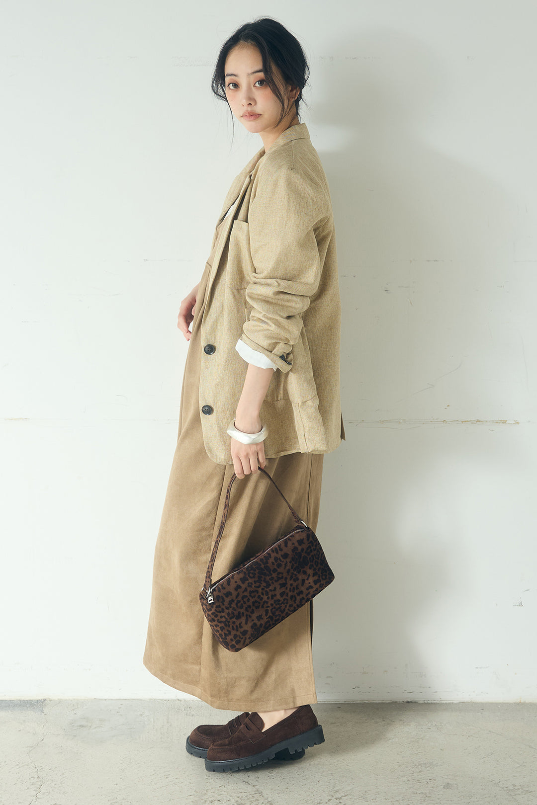 [SET]リネンライクテーラードジャケット+スエードポンチキャミワンピース(2set)