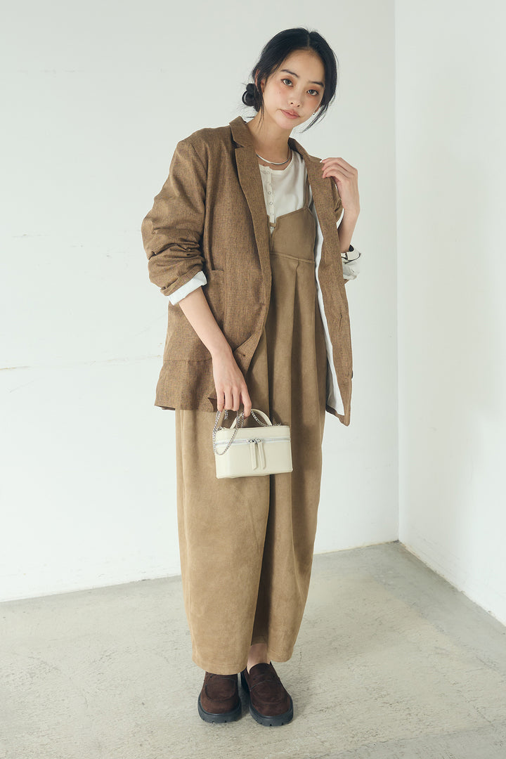 [SET]リネンライクテーラードジャケット+スエードポンチキャミワンピース(2set)