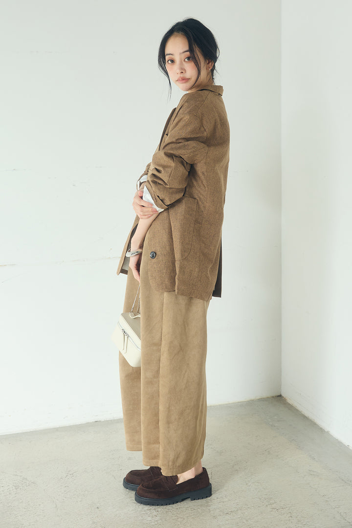 [SET]リネンライクテーラードジャケット+スエードポンチキャミワンピース(2set)