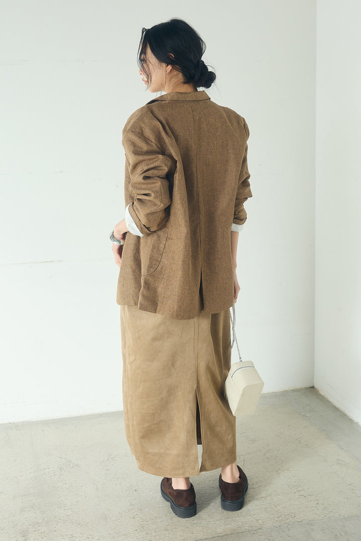 [SET]リネンライクテーラードジャケット+スエードポンチキャミワンピース(2set)