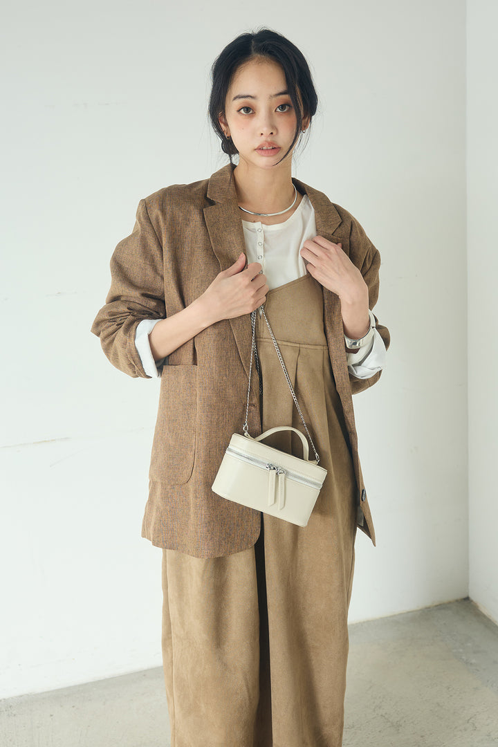 [SET]リネンライクテーラードジャケット+スエードポンチキャミワンピース(2set)
