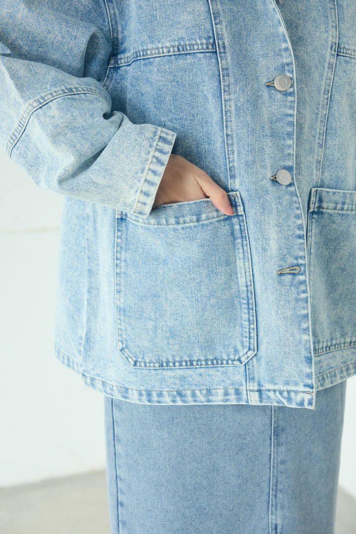 加工デニムカバーオール