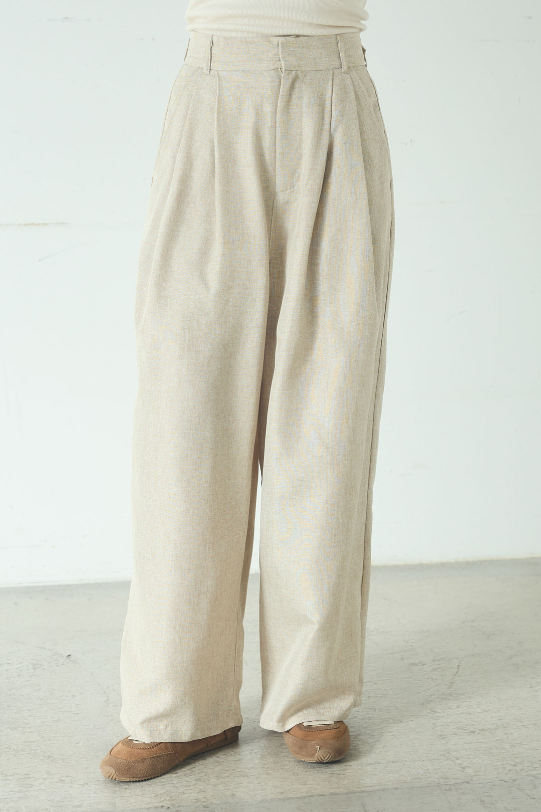 リネンライク2タックパンツ