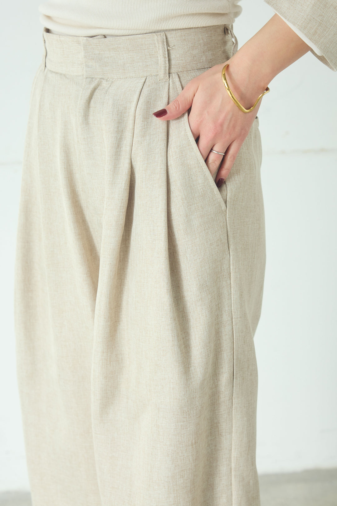 リネンライク2タックパンツ