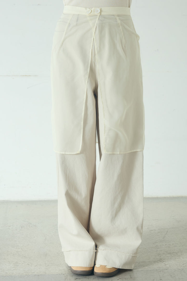【即納】シアーチュールレイヤードワイドパンツ