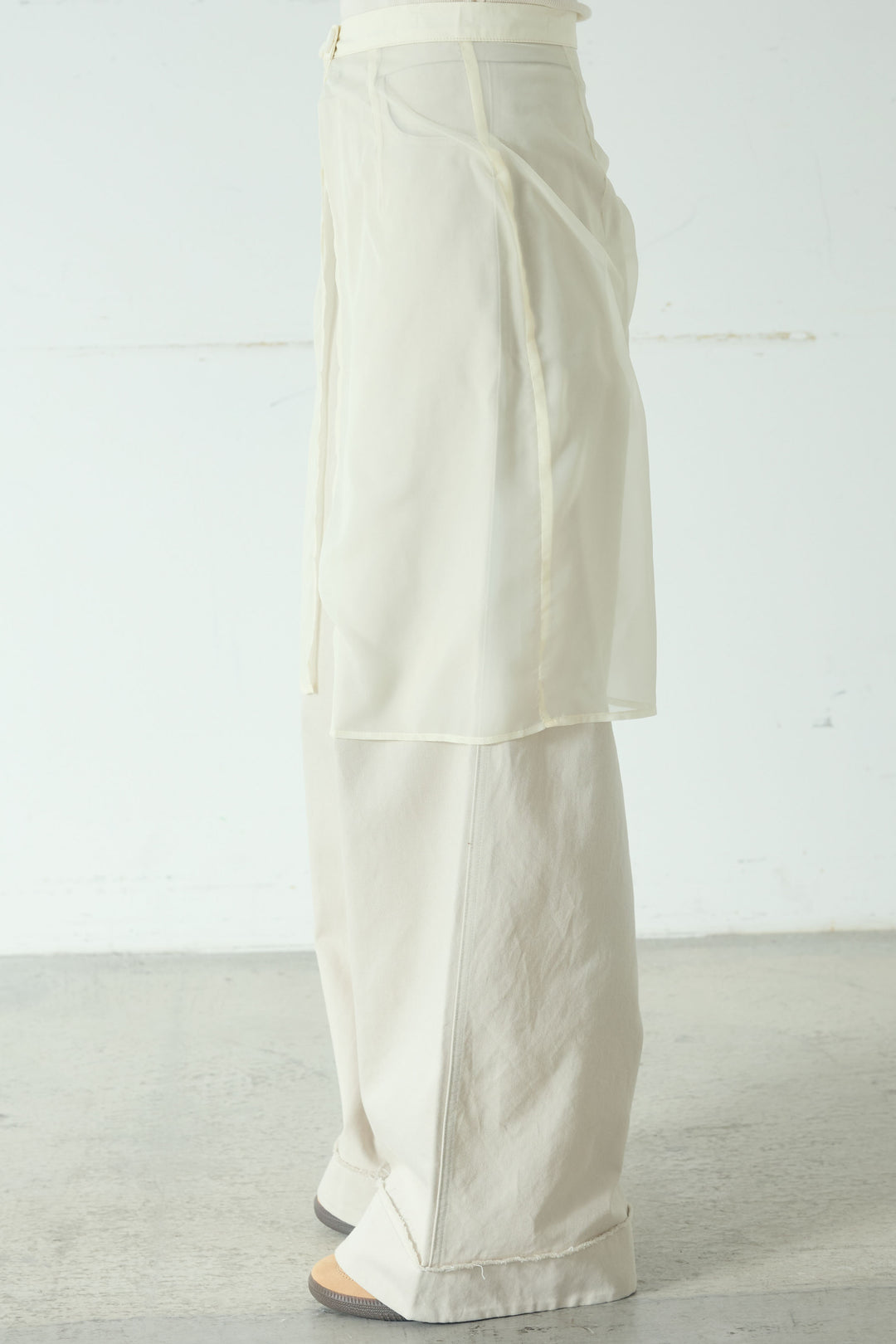 【即納】シアーチュールレイヤードワイドパンツ