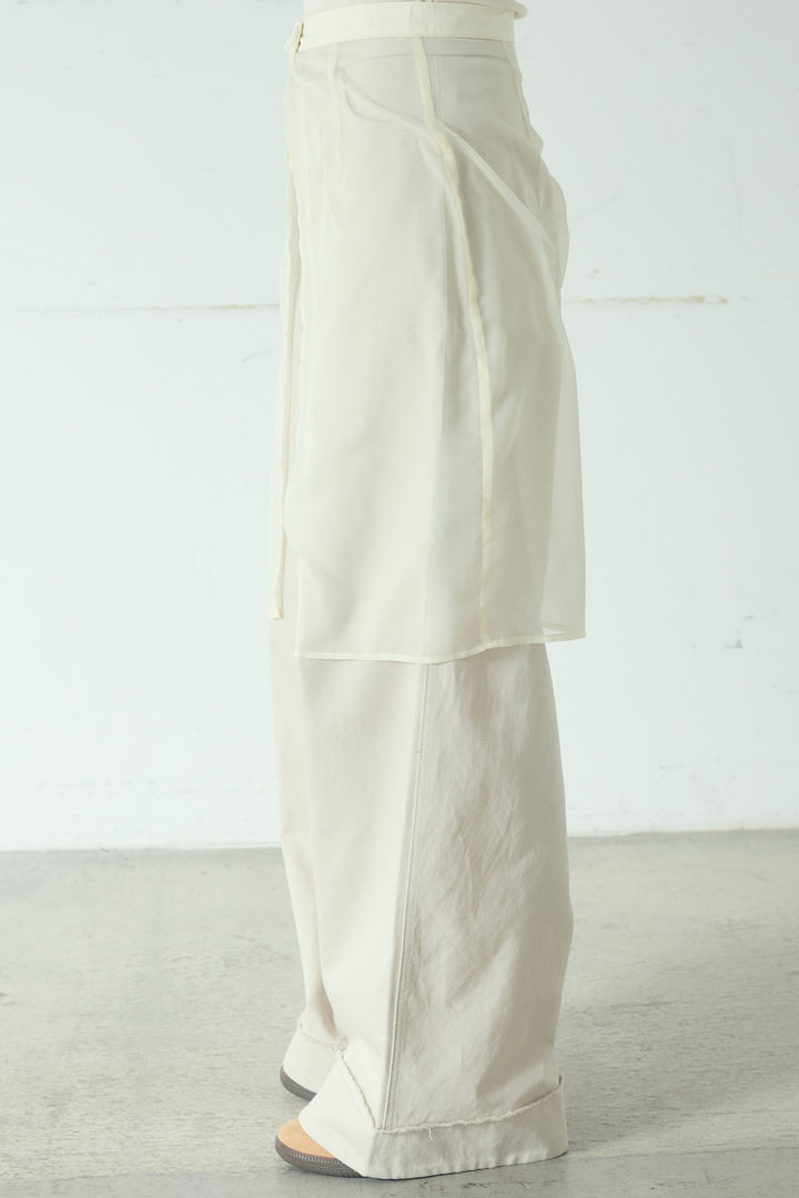 【即納】シアーチュールレイヤードワイドパンツ