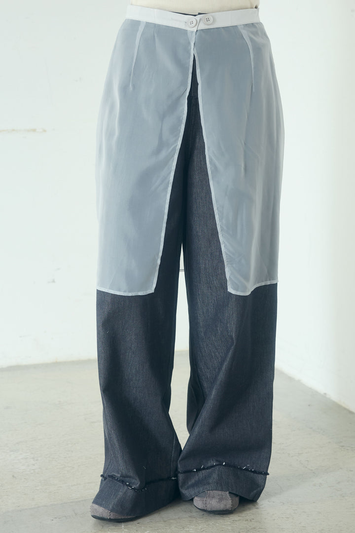 【即納】シアーチュールレイヤードワイドパンツ