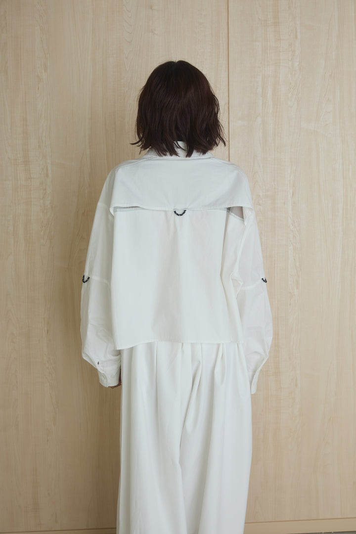 [SET]ビッグポケットシャツ+レース刺繍リラックスパンツ(2set)