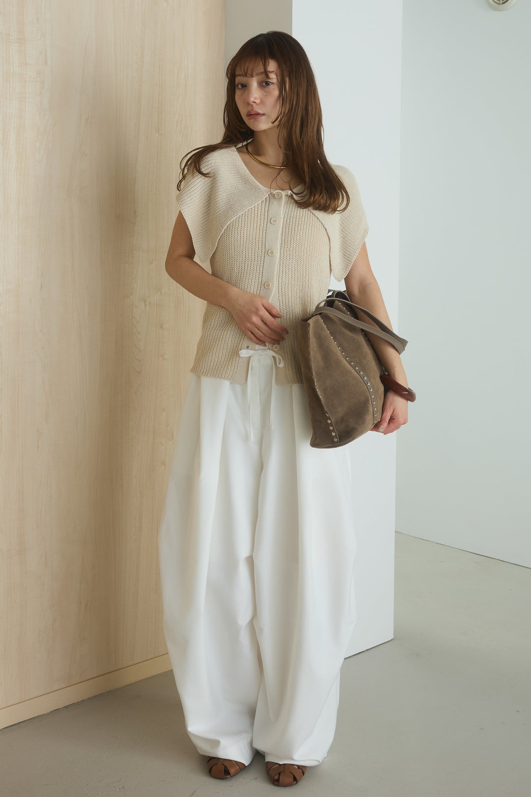 スウェードライクハトメトート/ベージュ