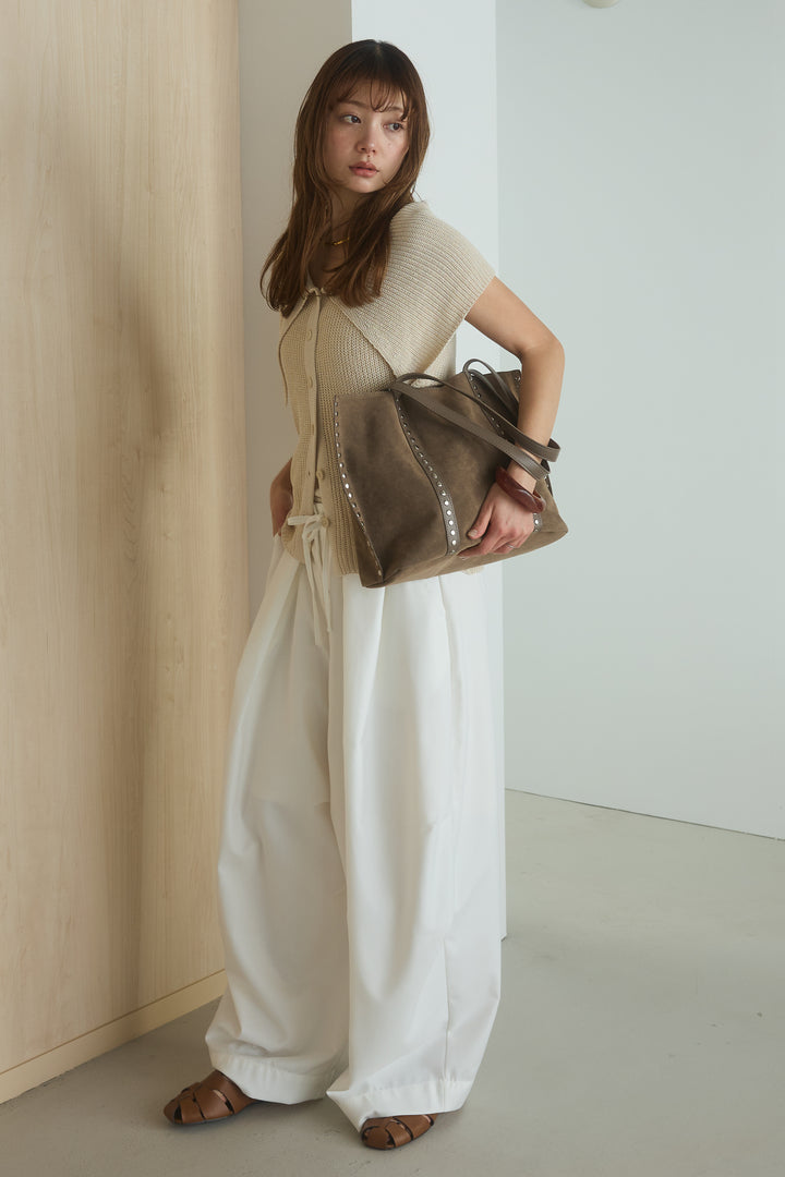 スウェードライクハトメトート/ベージュ