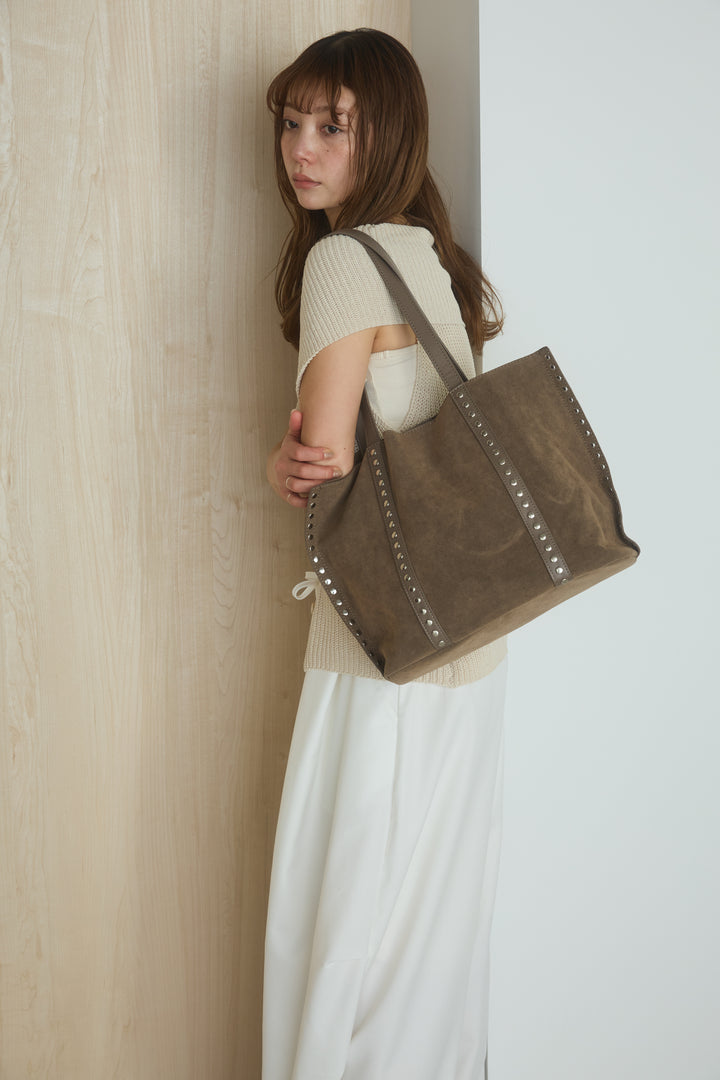 スウェードライクハトメトート/ベージュ