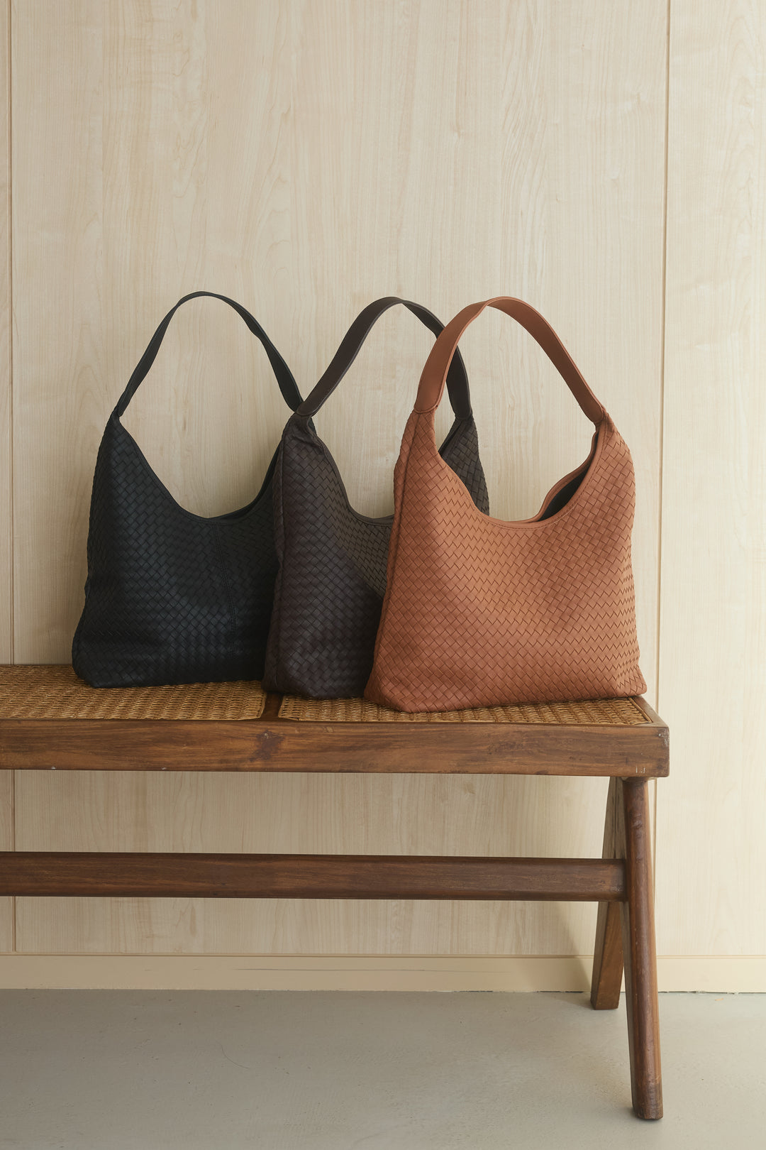 レザーライクメッシュワンハンドルバッグ/カーキ