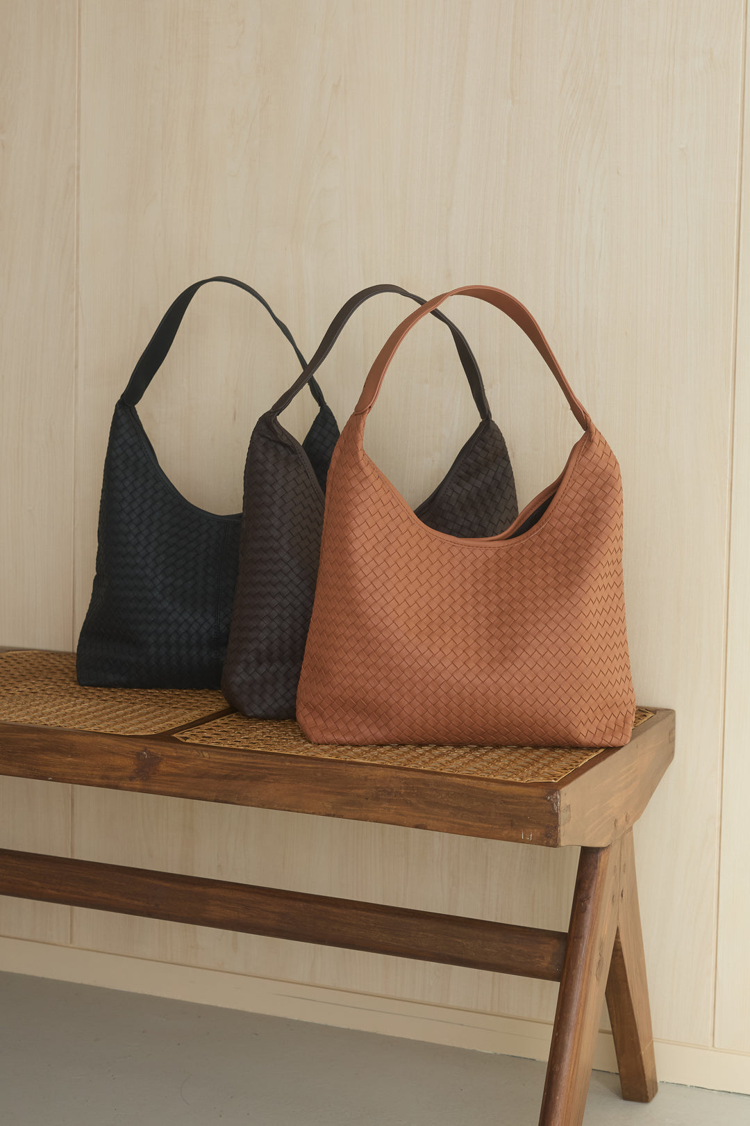 レザーライクメッシュワンハンドルバッグ/カーキ