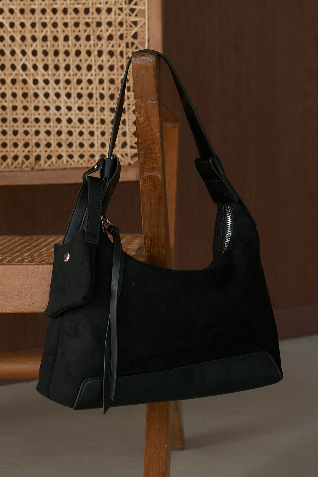 スウェードライクワンハンドルバッグ