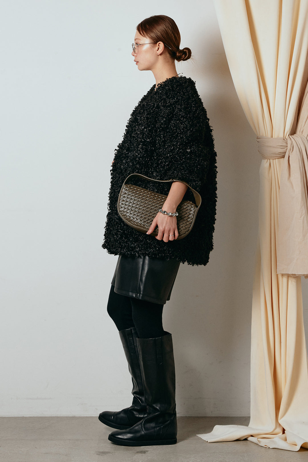 [SET]シープライクファージャケット+ストレッチエコレザーバミューダパンツ(2set)